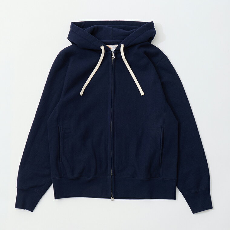 FELCO (フェルコ) CLASSIC FIT INVERSE WEAVE FULL ZIP PARKA SLASH POCKET 16oz HEAVY WEIGHT TERRY - ITALIAN NAVY パーカー メンズ