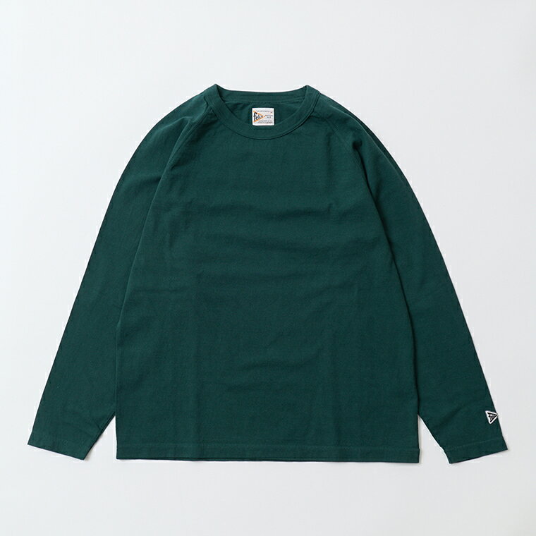 Rakuten - FELCO (フェルコ) L/S RAGLAN BINDER NECK CREW T 7oz 16SINGLE RUFFY JERSEY - FOREST GREEN ポケット ロンT ラグラン メンズ