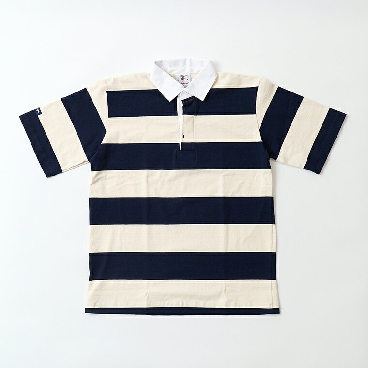 Rakuten - BARBARIAN (バーバリアン) S/S LIGHT WEIGHT RUGBY SHIRT - NAVY_IVORY ラガーシャツ メンズ