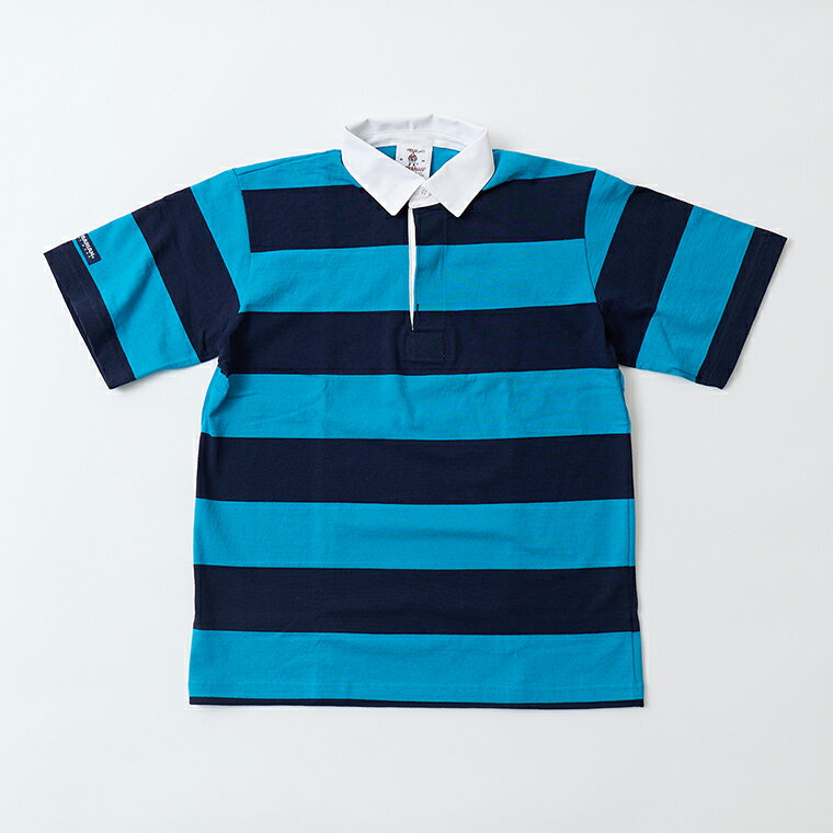 Rakuten - BARBARIAN (バーバリアン) S/S LIGHT WEIGHT RUGBY SHIRT - NAVY_CYAN ラガーシャツ メンズ