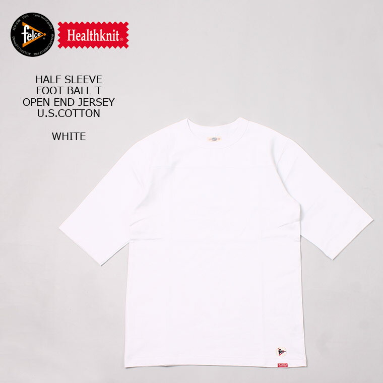 FELCO×HEALTHKNIT (フェルコ×ヘルスニット) HALF SLEEVE FOOT BALL T OPEN END JERSEY U.S.COTTON - WHITE Tシャツ メンズ