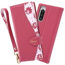 Xperia 5 ケース 手帳型 レザー かわいい 花柄 おしゃれ ハンドストラップ付 レッド TPU 光沢 おすすめ 安心 ソニー sony イングレム 送料...