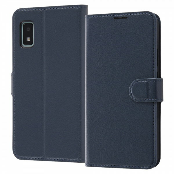 AQUOS wish(SHG06)耐衝撃 手帳型ケース シンプル マグネット ダークネイビー マグネットベルト 収納ポケット 収納 衝撃吸収 スタンド機能 おし...