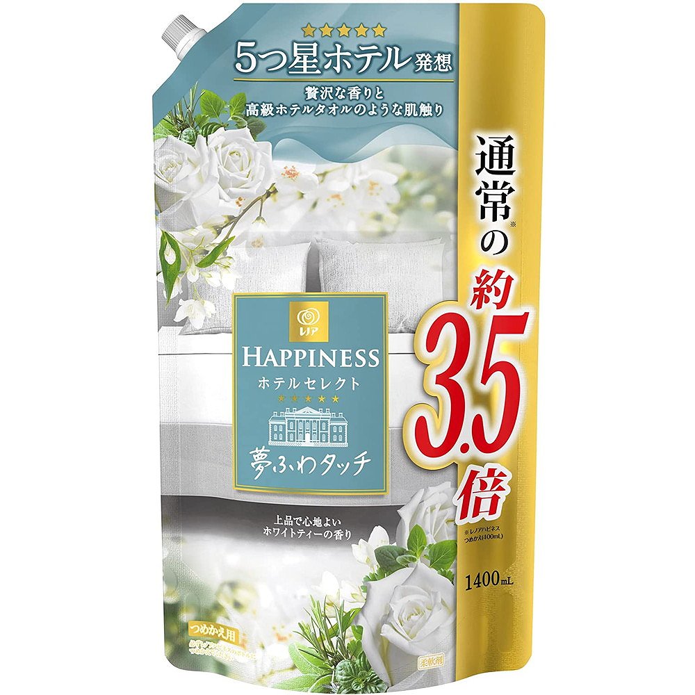 【まとめ買い】柔軟剤 fabric softener レノア ハピネス 夢ふわタッチ ホワイトティー 詰替用 1400ml 3個セット 北海道でも送料無料！