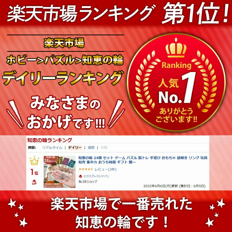 知恵の輪 24個 セット 楽天ランキング1位 ゲーム パズル 脳トレ 正規品 手遊び おもちゃ 謎解き リング 玩具 知育 集中力 おうち時間 ギフト 贈り物 子供 大人 女の子 男の子 暇つぶし トレーニング 在宅 空き時間 プレゼントに 大人も楽しめる お子様 脳トレーニング 2