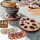 れんこん コースター 木製 和風 蓮根 4枚 セット ブラウン ベージュ キッチン かわいい おすすめ 人気 ギフト プレゼント おしゃれ インテリア 雑貨 北...