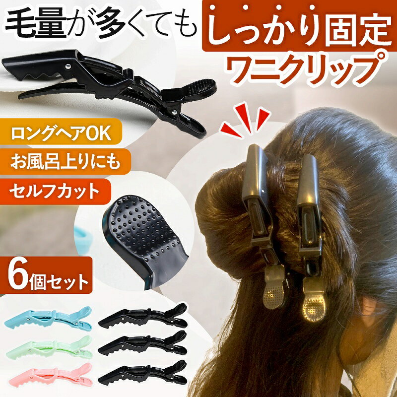 ヘアクリップ 6本セット ワニクリップ 黒 ブロッキング 美容師 美容院 髪の毛 挟む 毛量 多い ドラゴンクリップ ダッカール おしゃれ 韓国 コスメ 人気 おすすめ