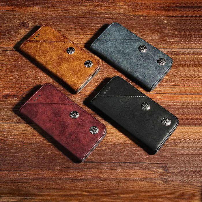 iPhoneケース カシメ付きレザー調 | 多機種対応 iPhoneSE2 第2世代 iPhone11 iPhon...