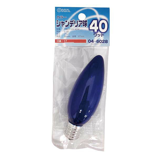 白熱電球 口金E17 シャンデリア球 【納期約2週間】LB-C2740-CA シャンデリア球 クリアカラー（40W/ブル..