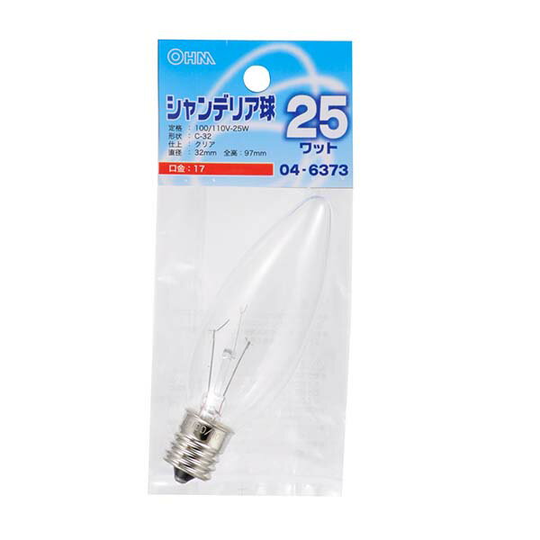 口金E17定格100／110V−25W形状C−32仕上クリアサイズ直径37mm×全高97mm※製品の仕様は予告なく変更されることがあります。メーカー取寄品
