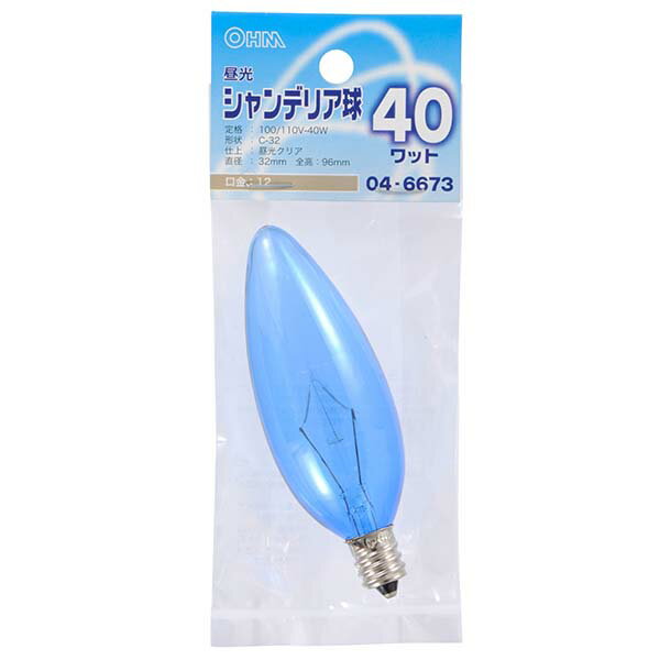 Rakuten - 白熱電球 口金E12 シャンデリア球 【納期約2週間】LB-C2240-DC 昼光シャンデリア球（40W/クリア/C-32/E12） OHM（オーム電機）