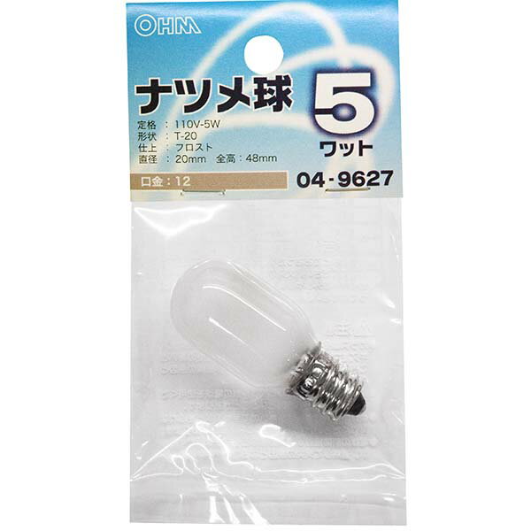 樂天商城 - 白熱電球 口金E12 ナツメ球 【納期約2週間】LB-T0205-F ナツメ球（5W/フロスト/E12） OHM（オーム電機）