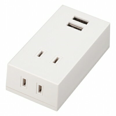 Rakuten - 電源タップ アダプター 2個口 フロントタップ型2AC+2USB2.1Aホワイト_Y02FS400WH2U_YAZAWA（ヤザワコーポレーション）
