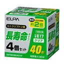 白熱電球 口金E17 クリプトン球 EKP100V36LW(C)4P 長寿命ミニクリプトン球 36W E17 クリア 4個入 EKP100V36LW(C)4P ELPA（エルパ・朝日電器）