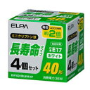 白熱電球 口金E17 クリプトン球 EKP100V36LW(W)4P 長寿命ミニクリプトン球 36W E17 ホワイト 4個入 EKP100V36LW(W)4P ELPA（エルパ・朝日電器）