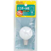 白熱電球 口金E17 ミニボール球 G-8008H(W) ミニボール球 25W E17 G40 ホワイト G-8008H(W) ELPA（エルパ・朝日電器）