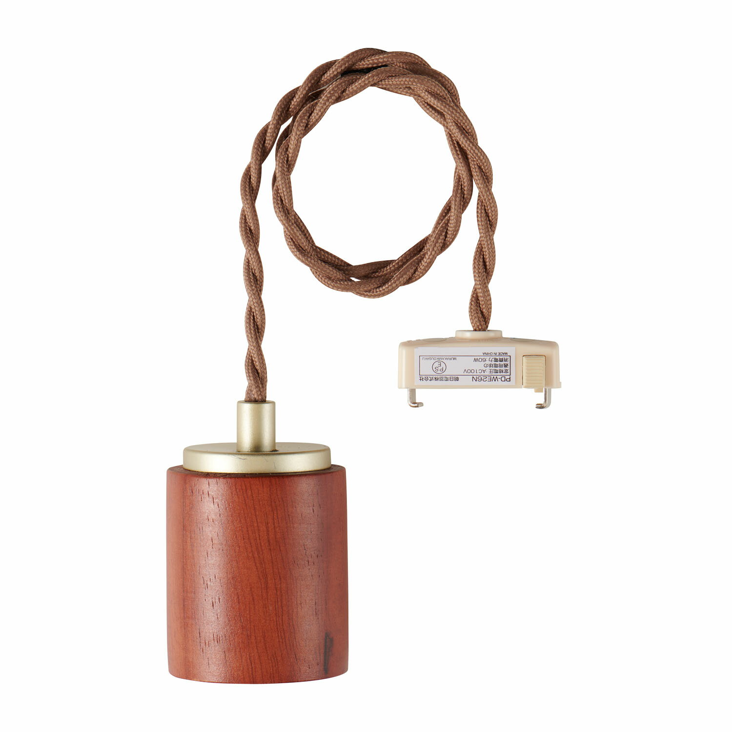 照明用配線器具 コード付ソケット ペンダントソケット 1灯用 E26 木目ダーク_PD-WE26D_1999700_ELPA（エルパ・朝日電器）