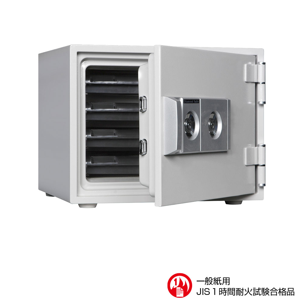 密钥类型 - DW34-4 ダイヤセーフ 家庭用金庫 2キータイプ（シリンダー） 1時間耐火 38kg 19L A4サイズ用紙収納