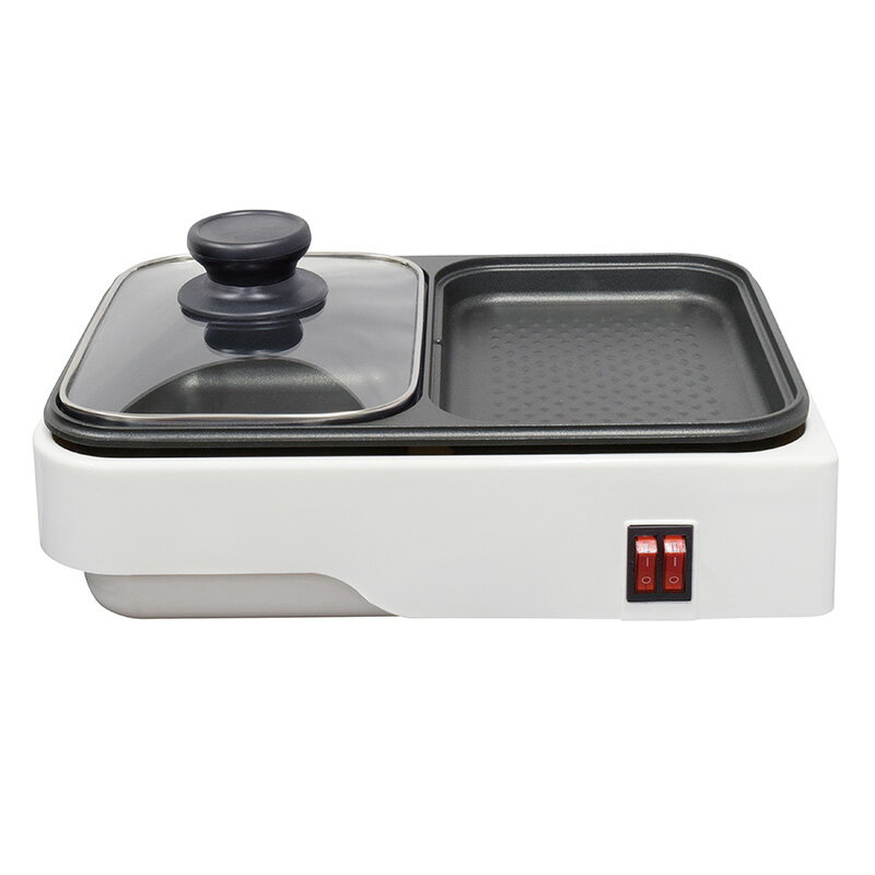 オーム電機 2WAYプレート COK-YH100B-W 08-1209 OHM 鍋料理と焼き料理が一度に楽しめる ホットプレート