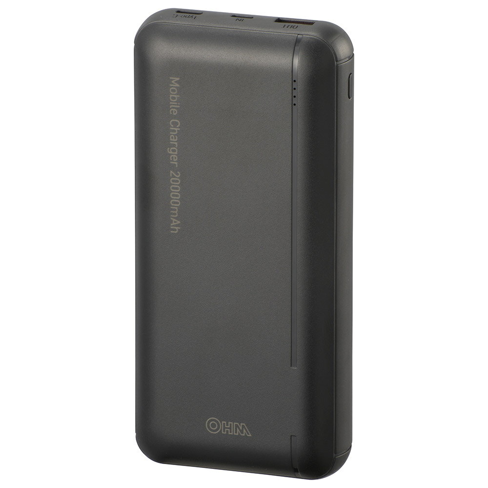 モバイルチャージャー（Type-A,Type-C,micro-B/20000mAh/PD対応/ブラック）_05-1187_SMP-JV51K_OHM（オーム電機）