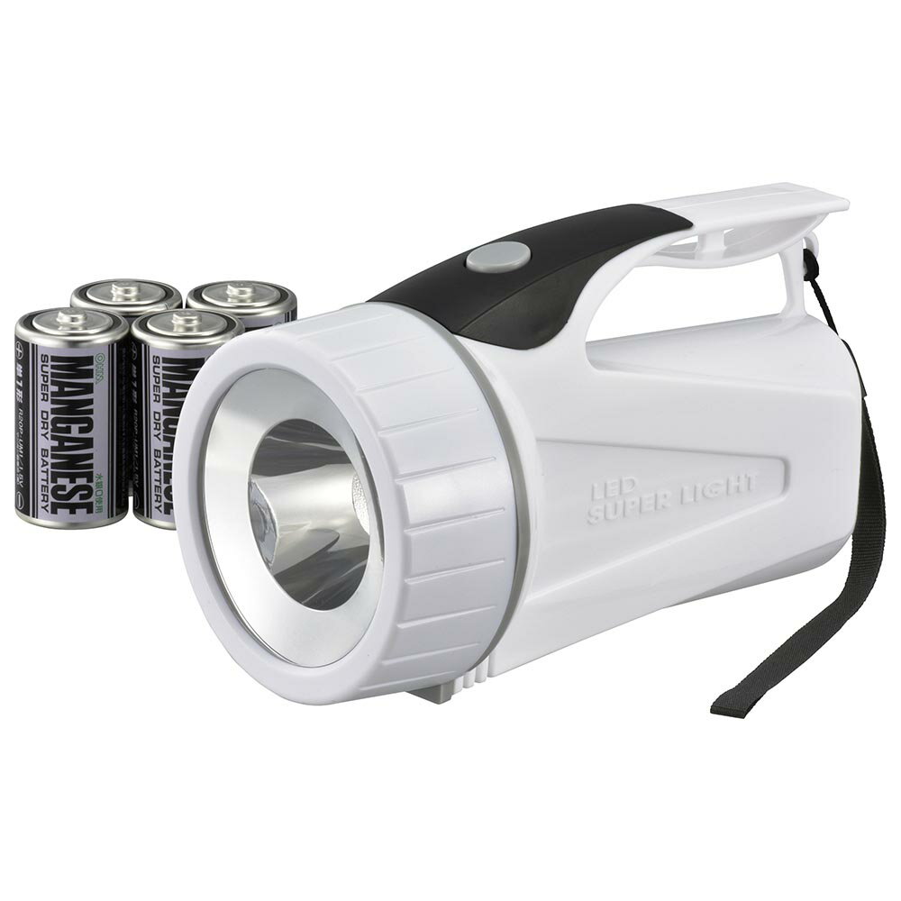 オーム電機 LED強力ライト LPP-10B5 08-0759 OHM 1000時間使用可能 Highで100Lm 単1形×4本付属 防水仕様IPX4