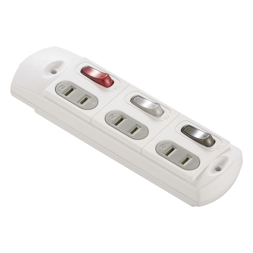 Rakuten - 個別スイッチ付DIYタップ（3個口/屋内配線用/ホコリ防止安全シャッター付/貫通穴付/ホワイト）_00-1396_HS-TM3BSWX3-W_OHM（オーム電機）