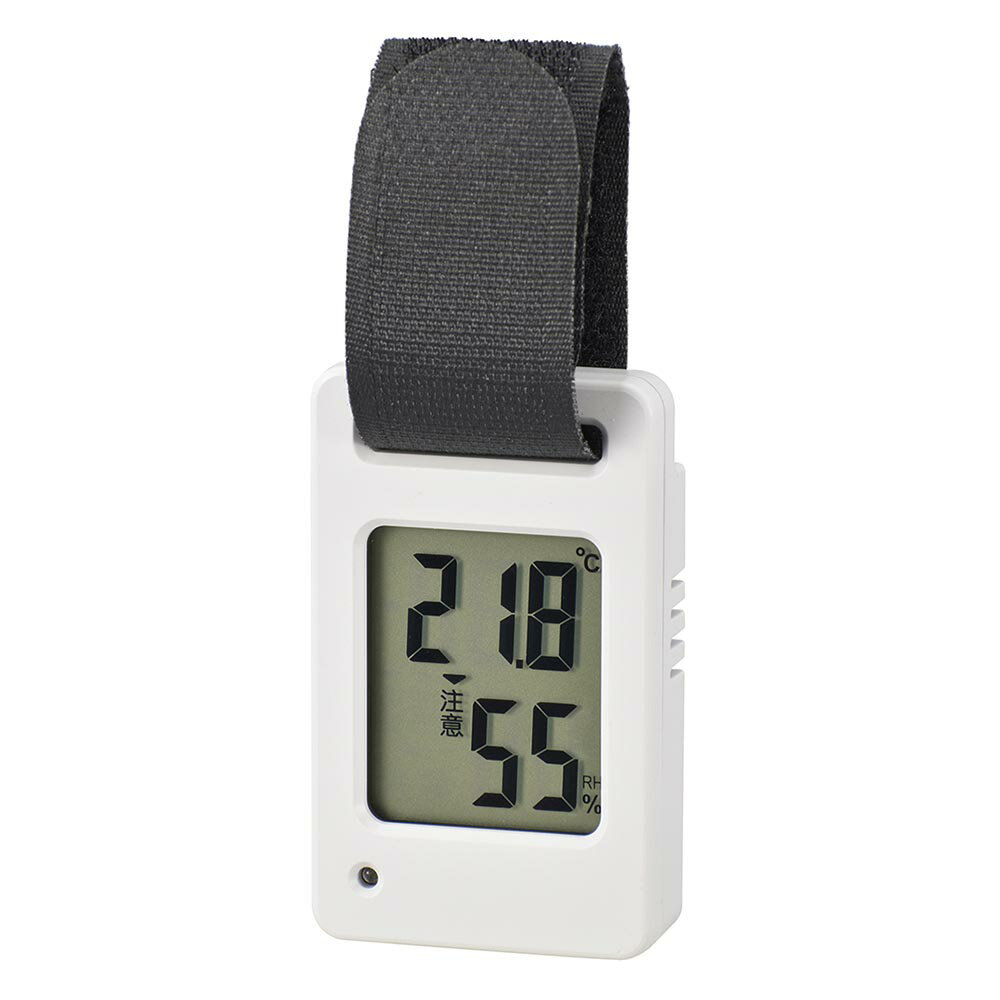 温度計 温湿度計 ポータブルデジタル温湿度計 ホワイト バンド付き｜TEM-801-W 08-1452｜OHM（オーム電..