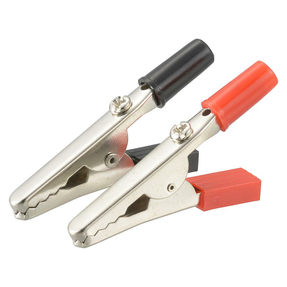 樂天商城 - ワニグチクリップ 大 2個入 赤・黒｜DZ-WCL/RK 09-1882 オーム電機