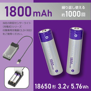 リン酸鉄リチウム電池(繰り返し約1000回/1800mAh/3.2V/2本入)_05-1212_LS-BLFP18A-S_OHM(オーム電機)