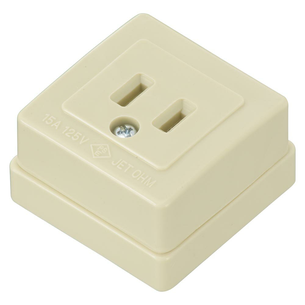 樂天商城 - 角型コンセント（1口/露出配線用/1500Wまで/15A-125V/パッケージ無）_06-5393_HS-RK1_OHM（オーム電機）