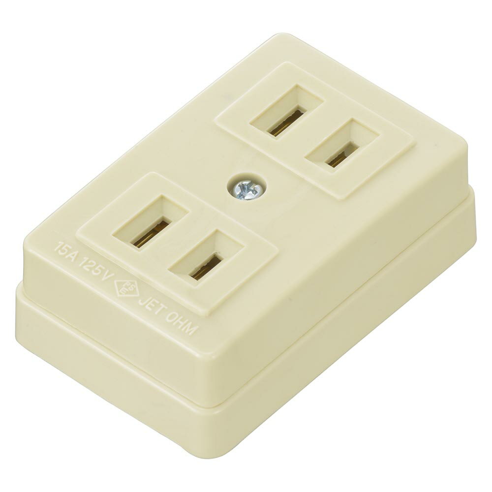 ダブルコンセント（2口/露出配線用/1500Wまで/15A-125V/ホワイト/パッケージ無）_06-5395_HS-RK2_OHM（オーム電機）