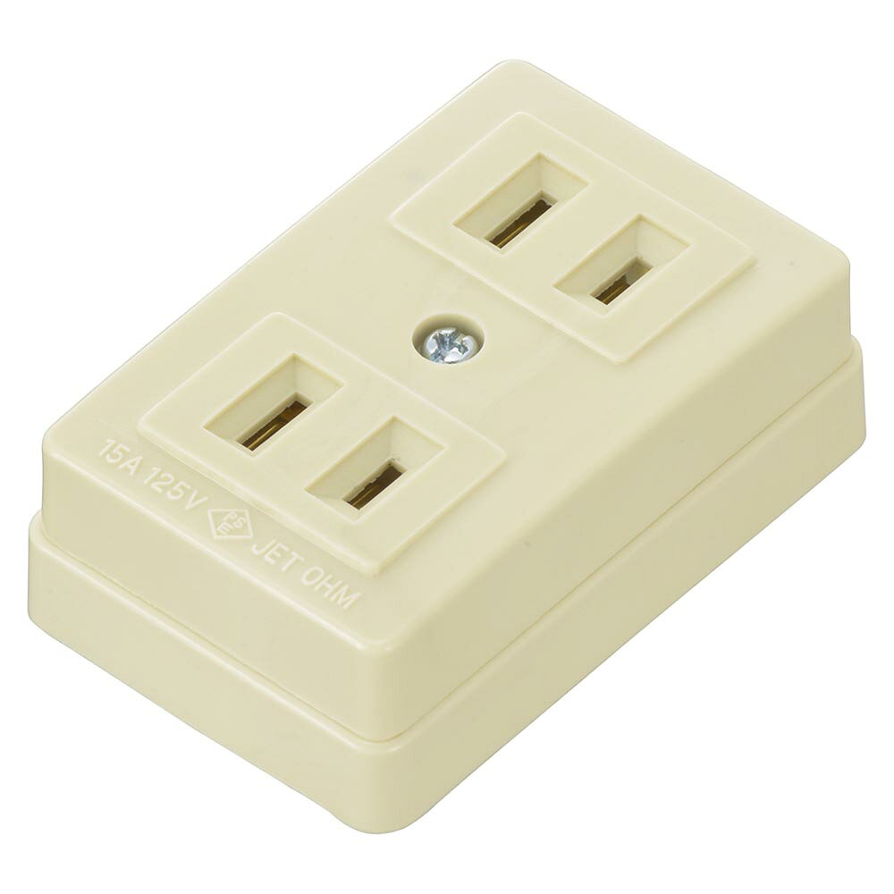 ダブルコンセント（2口/露出配線用/1500Wまで/15A-125V/ホワイト）_06-5396_HS-RK2...