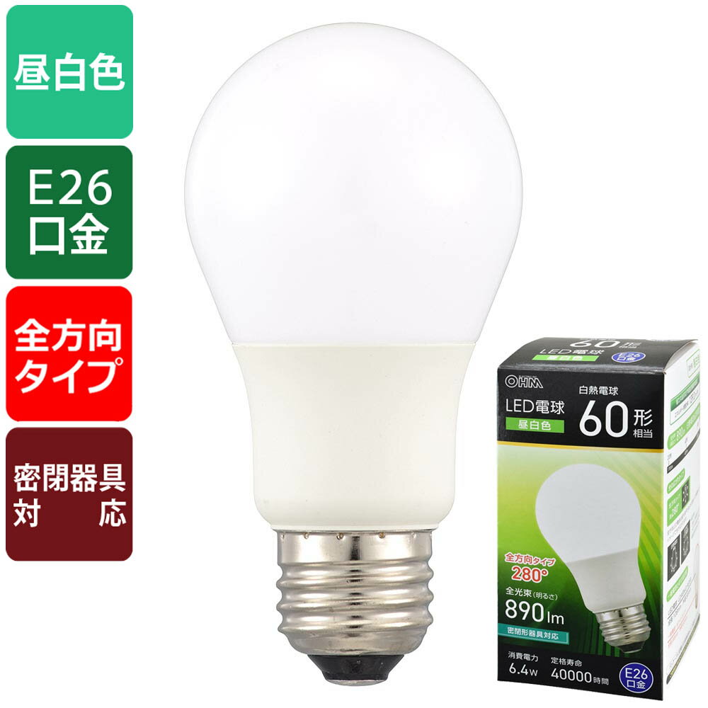 ȥƥŷԾŹ㤨LEDŵ60//890 lm/6.4W/E26/Ra83/۸280/̩ķб_06-5458_LDA6N-G AG59_OHMʥŵˡפβǤʤ414ߤˤʤޤ