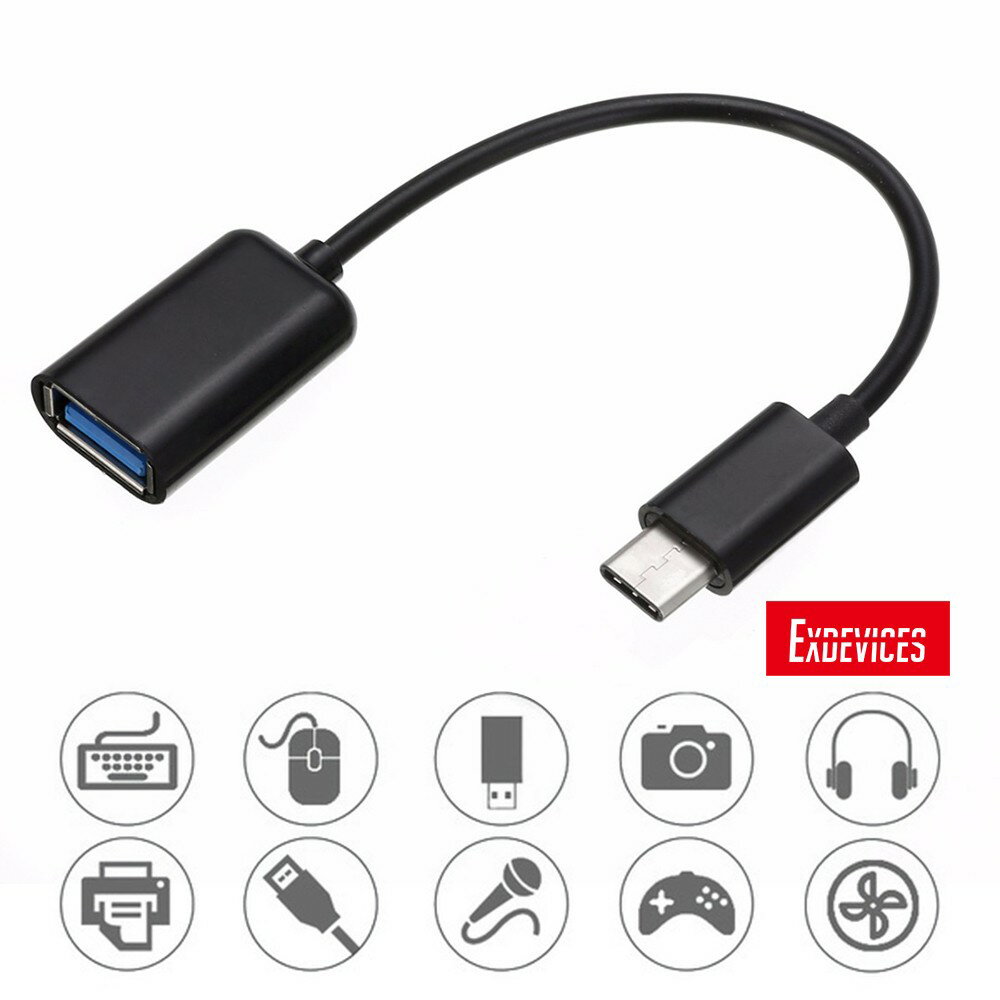 送料無料 USB Type-C(オス)＆Type-A(メス)ケーブル ブラック 16.5cm Androidに直接マウスやキーボードを認識させて操作が可能 EXPROUD B085D8ZQ8N