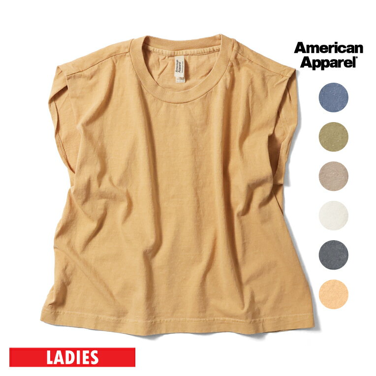 AMERICAN APPAREL / アメリカンアパレル A-307GD Garment-Dyed Woman 039 s Heavyweight Muscle Tee / ピグメントヘビーウェイトTEEシャツ-全6色- ノースリーブ タンクトップ レディース アメアパ ヴィンテージ アメリカ 短め 無地 シンプル 後染め A-307GD