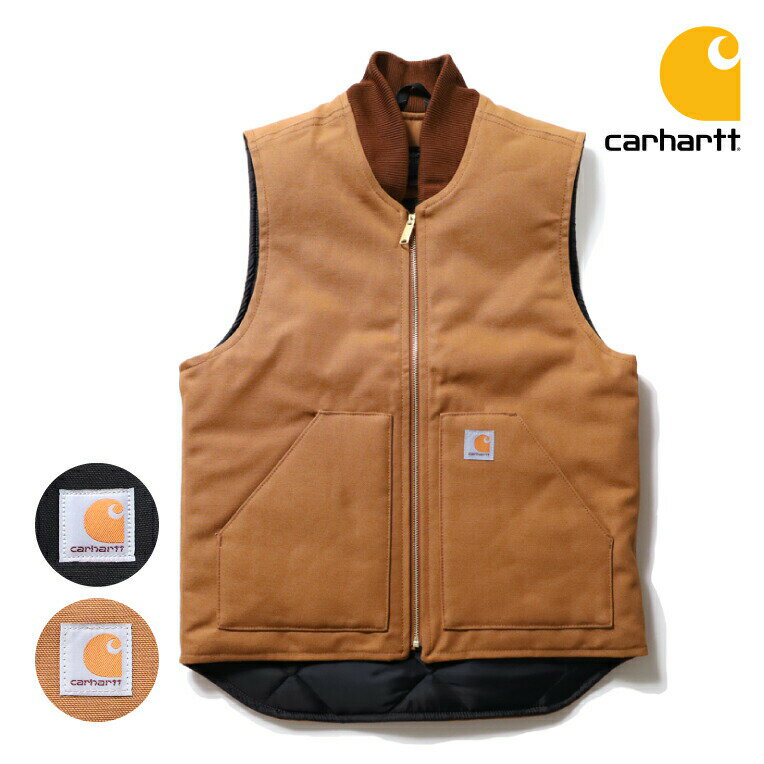 CARHARTT/カーハート crhtt-v01 MEN'S DUCK VEST/ARCTIC-QUILT LINED / メンズダックベスト/アークティックキルトライナー -全2色- キルティング リブ ロゴ パッチポケット 内ポケット relaxed fit メンズ 大きいサイズ 中綿