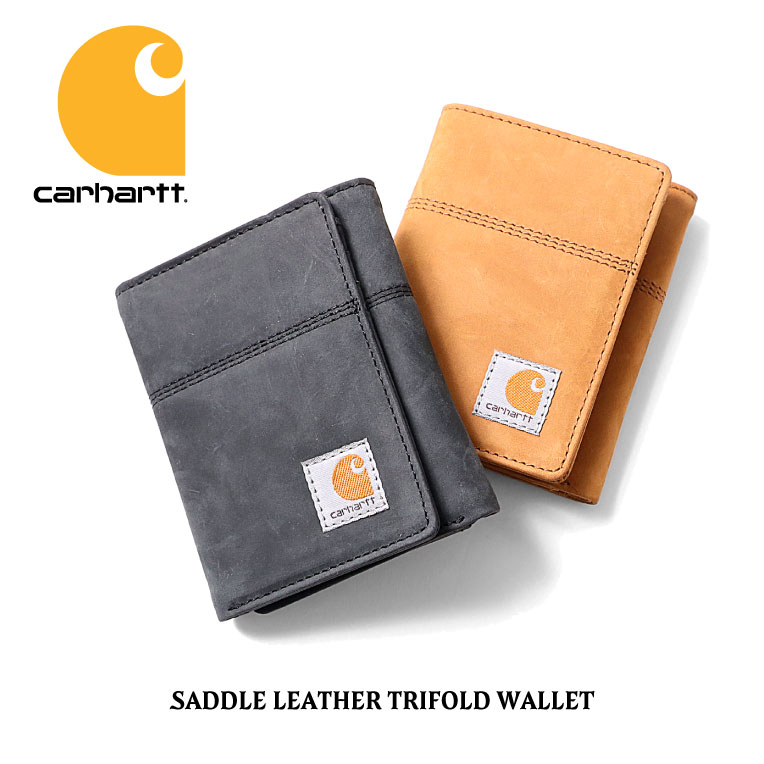 『CARHARTT/カーハート』 CRHTT0208 SADDLE LEATHER TRIFOLD WALLET / サドルレザー三つ折り財布 -全2色- メンズ/ロゴ/パッチ/ブランケット/メッシュ/革/カードポケット/[crhtt0208]