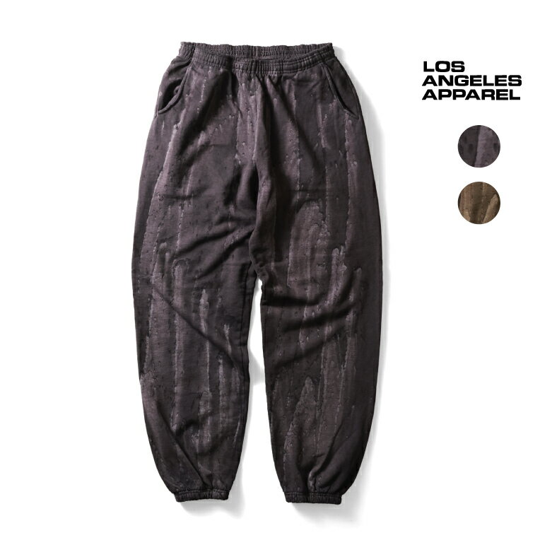 LOS ANGELES APPAREL / ロサンゼルスアパレル L-HF04DD 14oz FLEECE SWEATPANT DRIP DYE / フリーススウェットパンツドリップダイ -全2色- メンズ アメカジ ヴィンテージ 起毛 総柄 アメリカ製 個性的 [L-HF04DD]