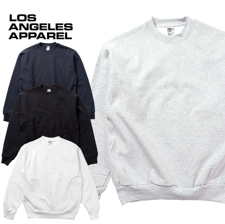 LOS ANGELES APPAREL / ロサンゼルスアパレル L-HF07 Heavy Fleece Crew Neck Sweatshirt / ヘビーフリース クルーネック スウェットシャツ -全4色- トレーナー メンズ アメリカ 長袖 裏起毛 秋冬 無地 大きいサイズ ユニセックス 14オンス L-HF07