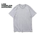 LOS ANGELES APPAREL/ロサンゼルスアパレル LAA-MT01 USA MADE 8.0oz TEE / 8.0オンスTシャツ -全1色- バインダーネック ヘビーウェイト 無地 アメリカ製 半袖Tシャツ メンズ レディース 大きいサイズ ゆったり シンプル ヘザー 男女兼用 