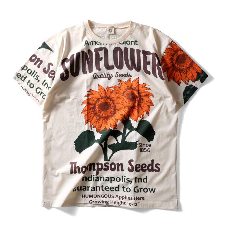 JUNK SHOP / ジュンクショップ E-TS251 SUNFLOWER PRINT S/S TEE / プリント半袖Tシャツ -全1色- ショートスリーブ ひまわり シルクスクリーン メンズ レディース [E-TS251]