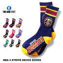 FOR BARE FEET / フォーベアフィート FBF-NBA NBA 4 STRIPE DEUCE SOCKS / 4ストライプ デュースソックス-全9色- メンズ レディース ウィメンズ 靴下 ロゴ ワンポイント カラフル スパンデックス バスケチーム スポーツ マルチカラー