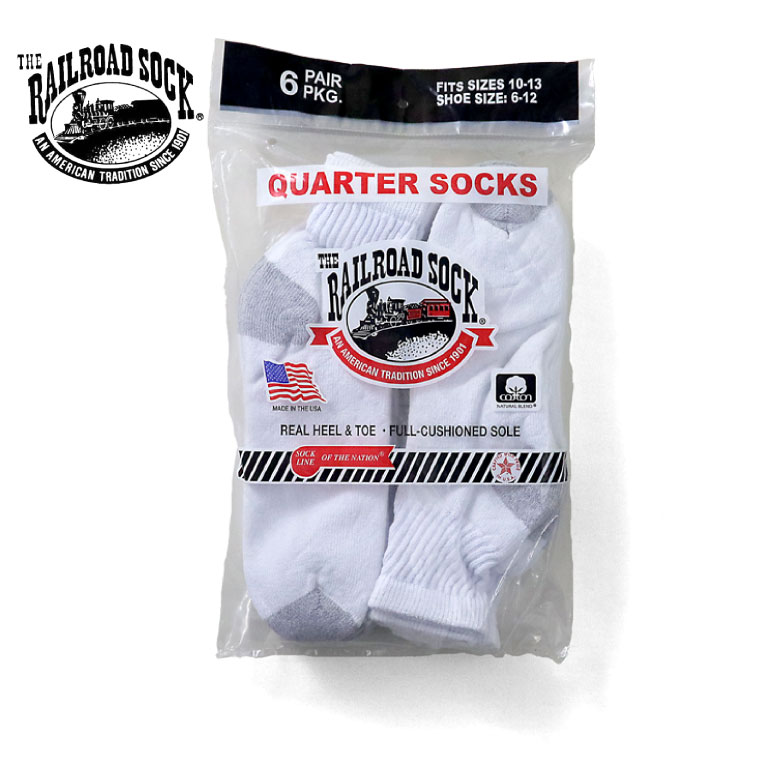 THE RAILROAD SOCK / レイルロードソックス RS6068 MENS 6Pair QUARTER SOCKS / メンズクォーターソックス 6足パック -全1色- 靴下 リブ 肉厚 アメリカ MADE IN USA RS6068