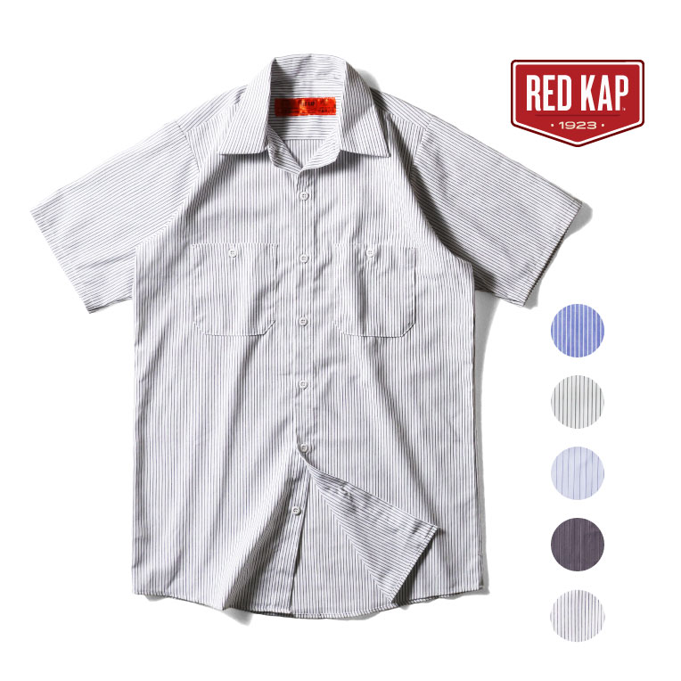 RED KAP / レッドキャップ R-SP20 MEN'S SHORT SLEEVE INDUSTRIAL STRIPE WORK SHIRT / メンズ半袖インダストリアルストライプワークシャツ -全5色- メンズ シャツ ワークウェア 半袖シャツ 作業着 ストライプ シンプル 大きめ 