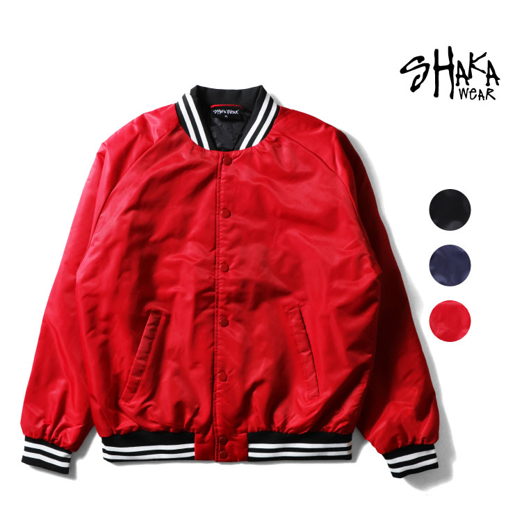 SHAKA WEAR / シャカウェア SHAKA05 V-BOMBER JACKET / バーシティボンバージャケット -全3色- メンズ ジャケット スタジャン カレッジ ミリタリー カジュアル アメカジ シンプル ストリート スポーティ [SHAKA05]