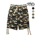 SHAKA WEAR/シャカウェア SHAKA15 TWILL CARGO SHORT / ツイルカーゴショーツ -全4色- カーゴパンツ カーゴポケット ベルト ダブルリングベルト 迷彩 カモフラージュ メンズ 大きいサイズ 5分丈 無地 ミリタリー MILITARY