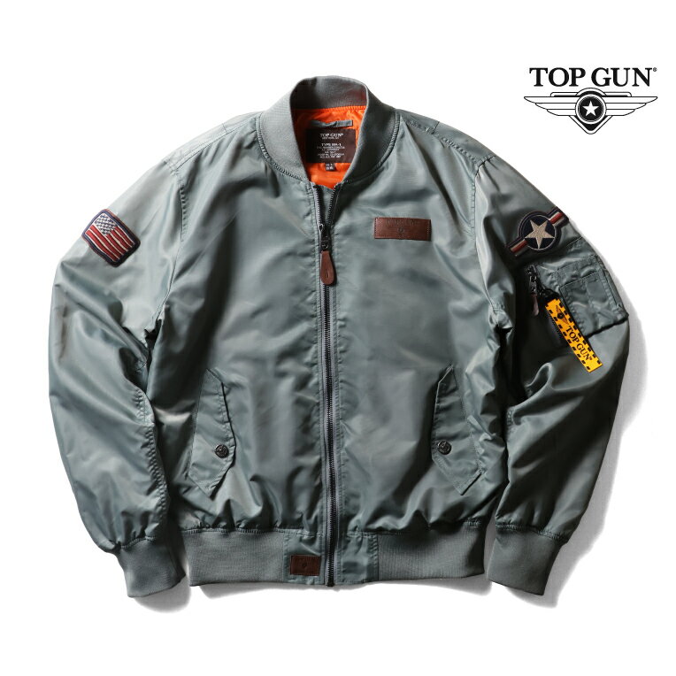Jumper, Blouson - TOP GUN / トップガン TGJ2613 BLOOD CHIT BOMBER JACKET / ブラッドチットボンバージャケット -全1色- メンズ MILITARY ミリタリー アメリカ ワッペン 刺繍 空軍 戦闘機 フライトジャケット MA-1 [TGJ2613]