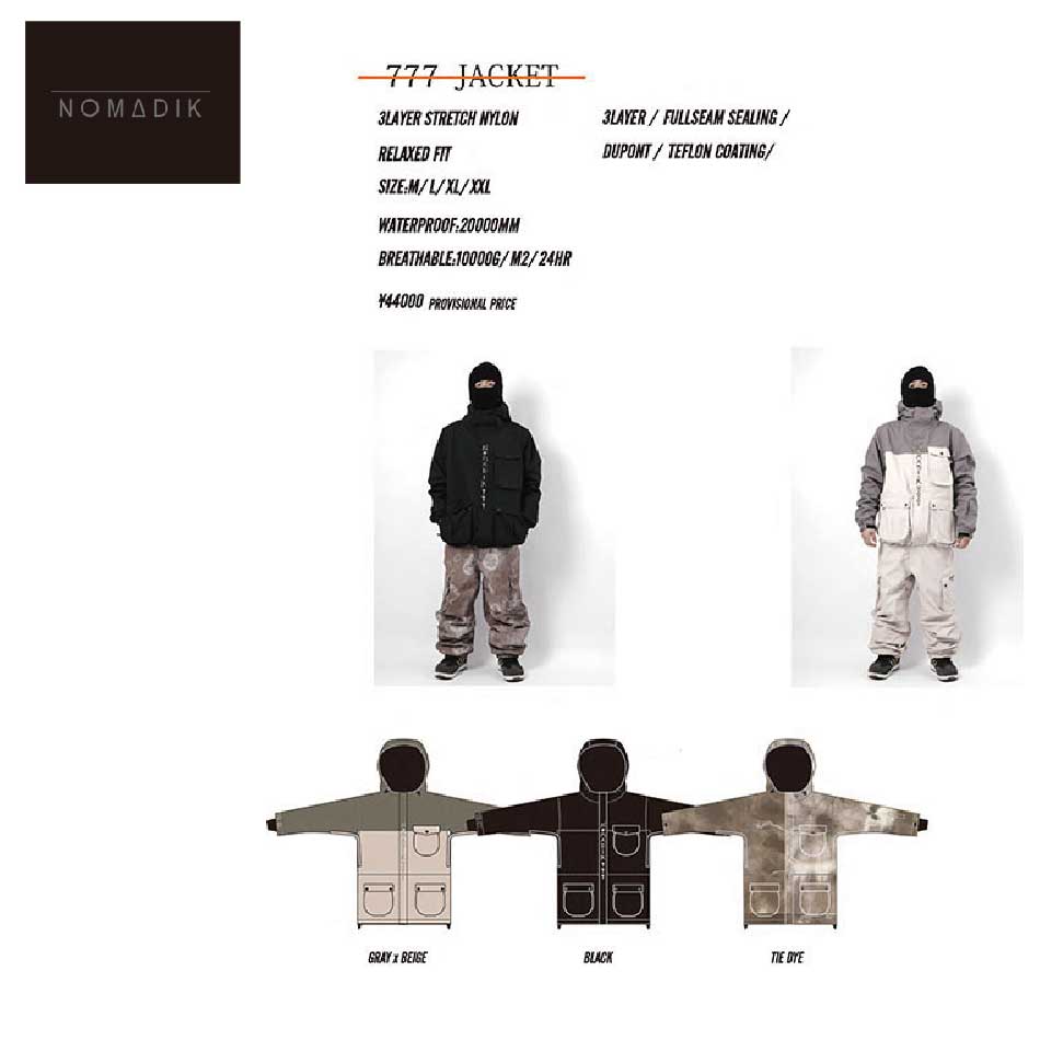 予約商品 特典あり 24-25 NOMADIK 777 Jacket ノマディック スリーセブンスノーウエア ジャケット ボードウエア 正規品 スノボ 國母 和宏 工藤 洸平 25Snow