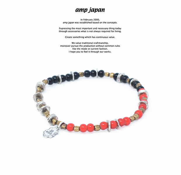 楽天EXTREMEamp japan アンプジャパン HYHK-411RD Triple Part Beads -RED- AMP JAPAN ビーズ　天然石 ブレスレット　 メンズ レディース