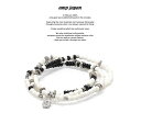 amp japan アンプジャパン 17AHK-415 Round White Bone Bracelet -onyx-AMP JAPAN 真鍮 シルバー オニキス 天然石 ブレスレット アンクレット ネックレス メンズ レディース